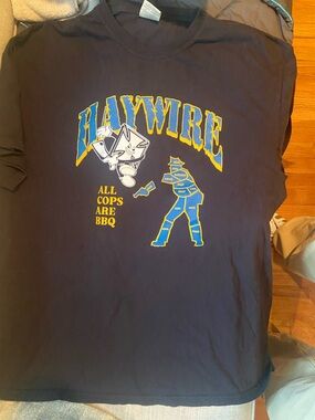 Comfort Colors Navy Crewneck T-Shirt with Front Print haywire acab shirt